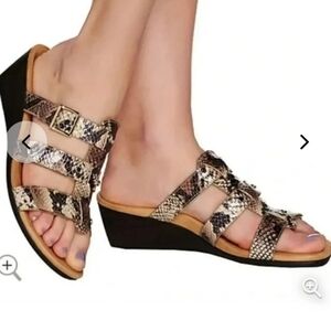 Vionic Radia Triple Wedge Snakeskin Print Slide Sandle